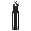 Robe longue à décolleté plongeant noire argentée - Cottelli PARTY Cotelli Lingerie