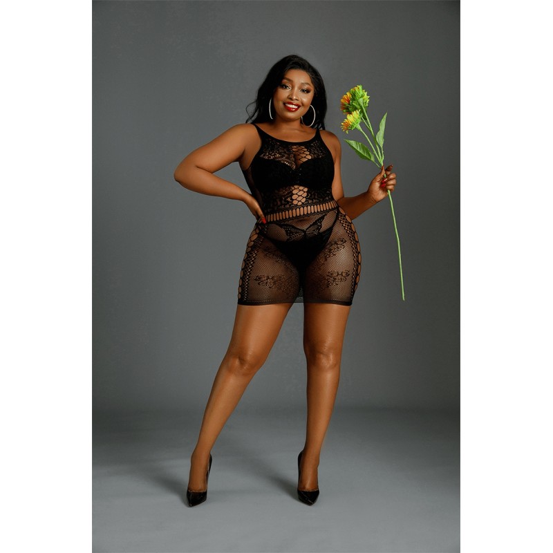 Mini robe sexy Queen Size Moonlight n°01 - Résille noire