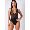Body noir Evalie Passion - Dentelle & Microfibre | Fauxseins.fr