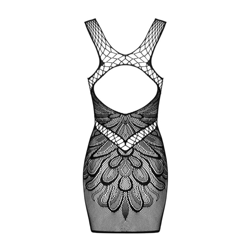 D608 Robe Noire Courte | Maille Élastique | Fauxseins.fr