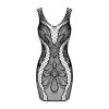 D608 Robe Noire Courte | Maille Élastique | Fauxseins.fr