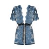 Peignoir Yassmyne Bleu Indigo Dentelle - Obsessive | Fauxseins.fr