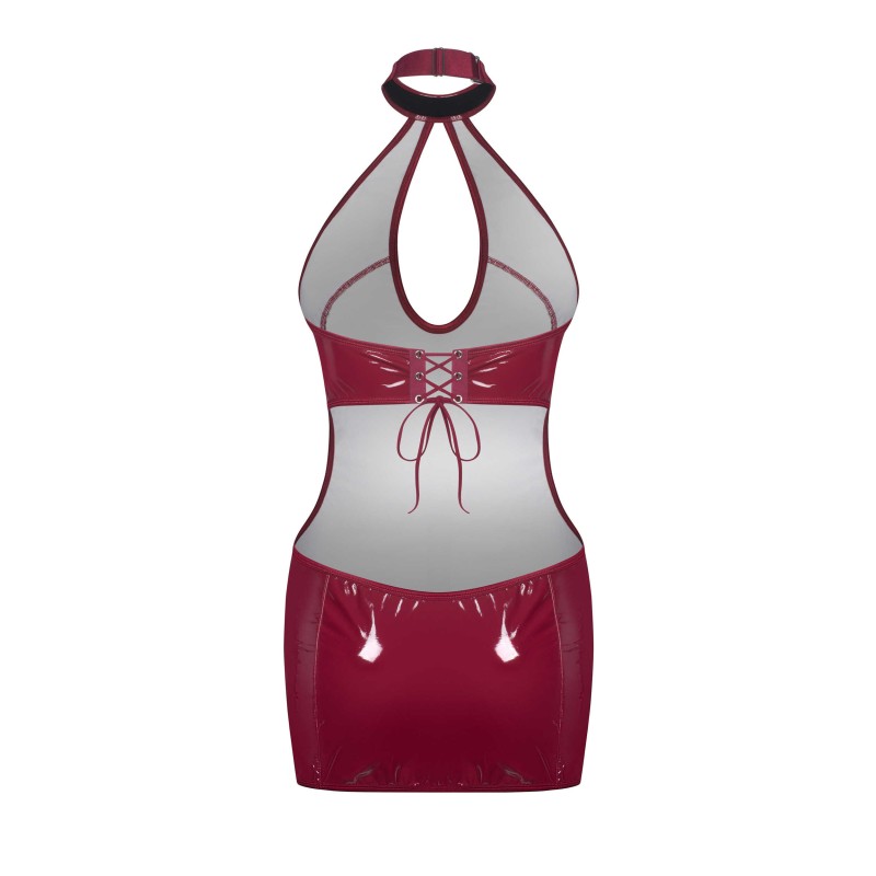 Redya Robe Rouge Glossy | Robe Courte Féminisante Obsessive
