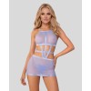 Robe Shaderi en filet bleu + string | Fauxseins.fr