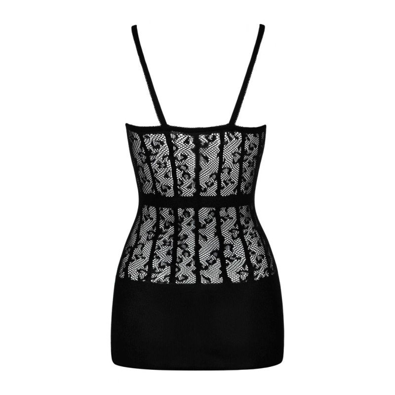 Robe Courte D605 Noire – Obsessive | Fauxseins.fr