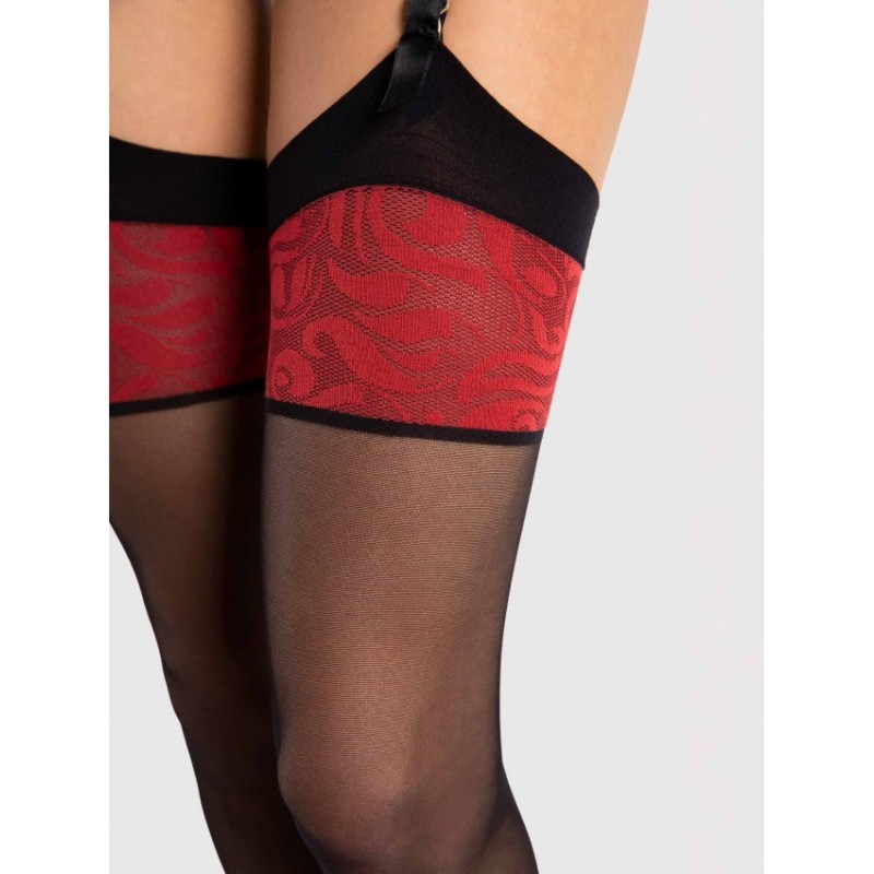 Bas Scarlett 20 DEN Noir - Couture & Jarretière | Fauxseins.fr