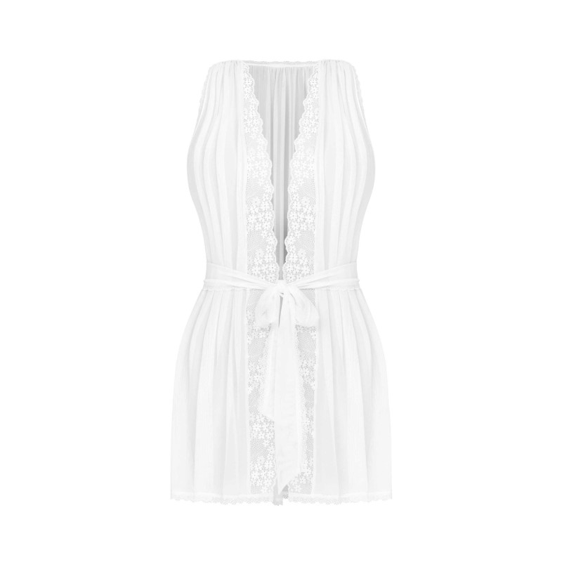 Heavenlly Peignoir Blanc - Dentelle & Maille Aérienne | Fauxseins.fr