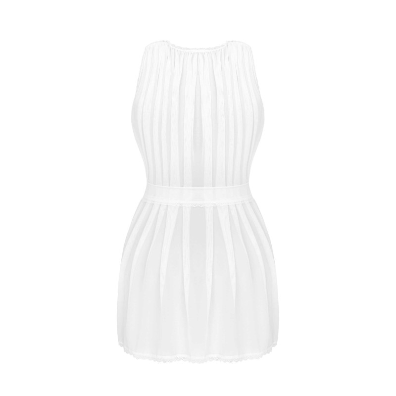 Heavenlly Peignoir Blanc - Dentelle & Maille Aérienne | Fauxseins.fr