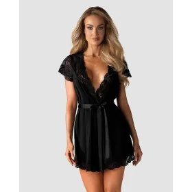 Peignoir Noir Dentelle Obsessive 810 | Fauxseins.fr