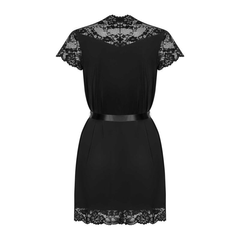 Peignoir Noir Dentelle Obsessive 810 | Fauxseins.fr
