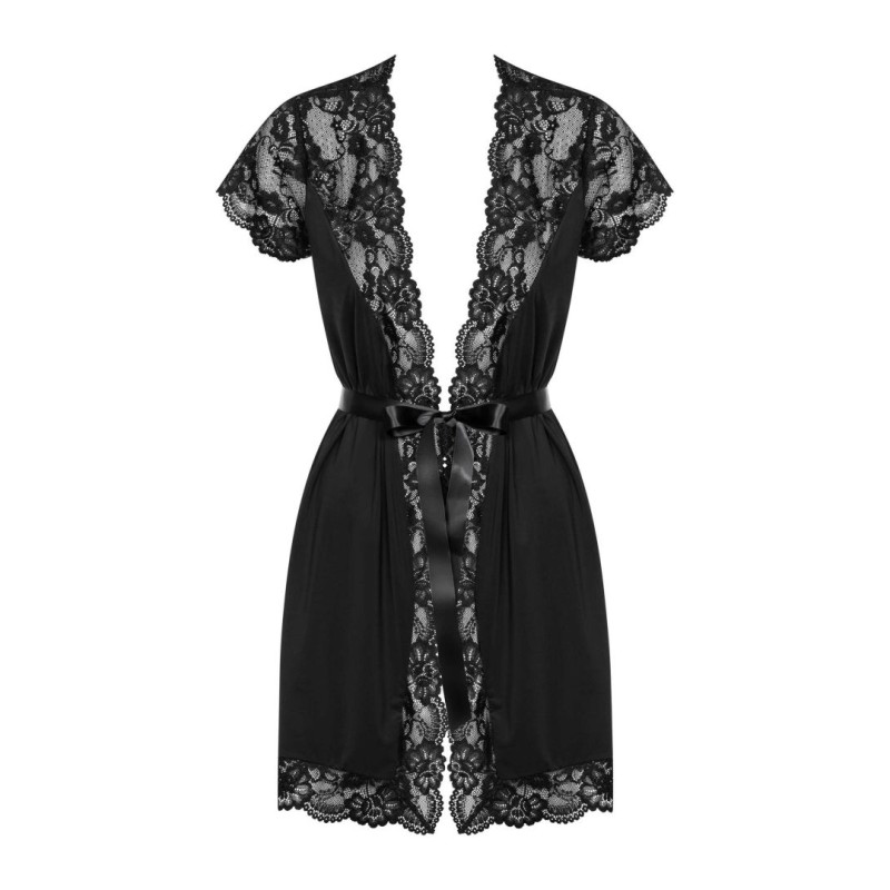Peignoir Noir Dentelle Obsessive 810 | Fauxseins.fr