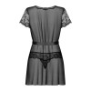 Alluria Peignoir Noir - Déshabillé Dentelle Transparent | Fauxseins.fr