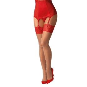 Bas Lovica Rouge – Dentelle & Teinte Chair | Fauxseins.fr