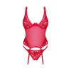 Lacelove Corset Rouge - Guêpière Dentelle Féminisation