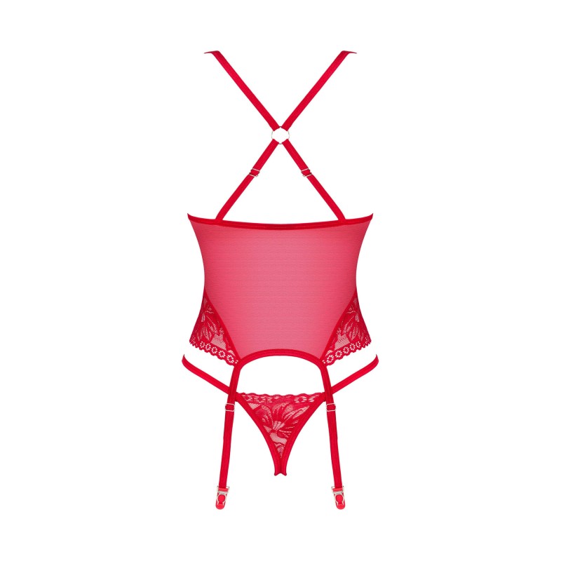 Lacelove Corset Rouge - Guêpière Dentelle Féminisation