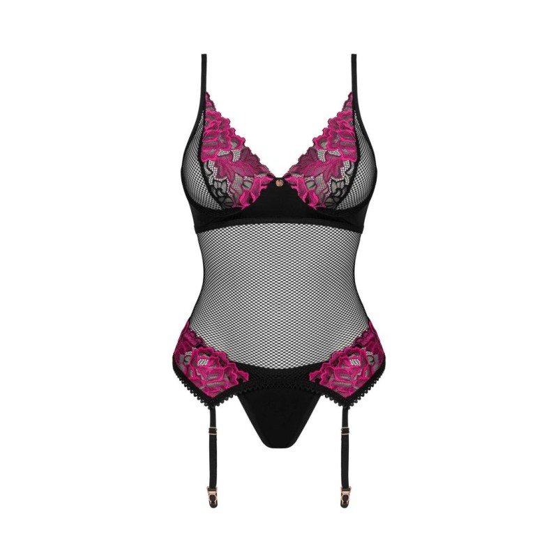 Rosenty Guêpière & String Noir | Féminisation | Fauxseins.fr