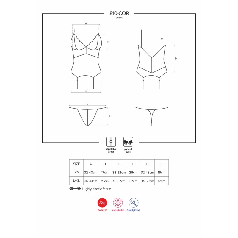 Guêpière Noire 810-COR-1 | Silhouette Féminine | Fauxseins.fr