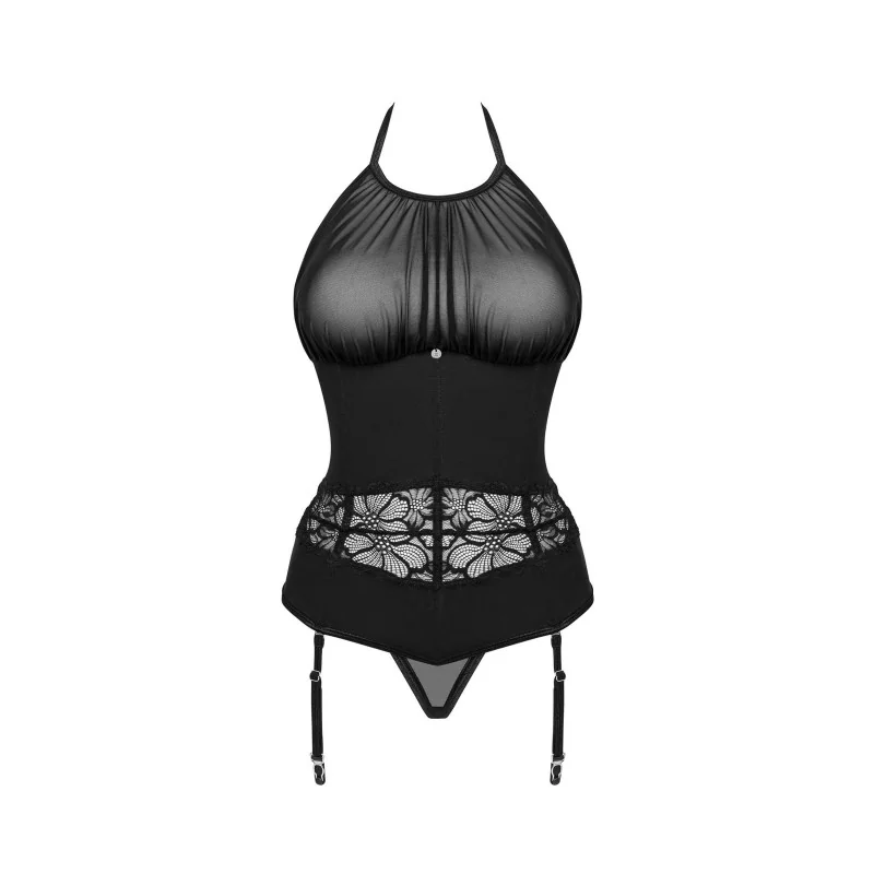 Serafia guêpière et string - Noir Obsessive