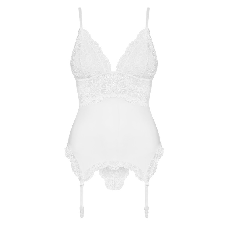 Guêpière Blanche 810-COR-2 | Corset Féminisation | Fauxseins.fr
