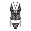 Alessya Corset & String Noir – Silhouette Féminine Sculptée