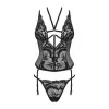 Alessya Corset et string noir Obsessive