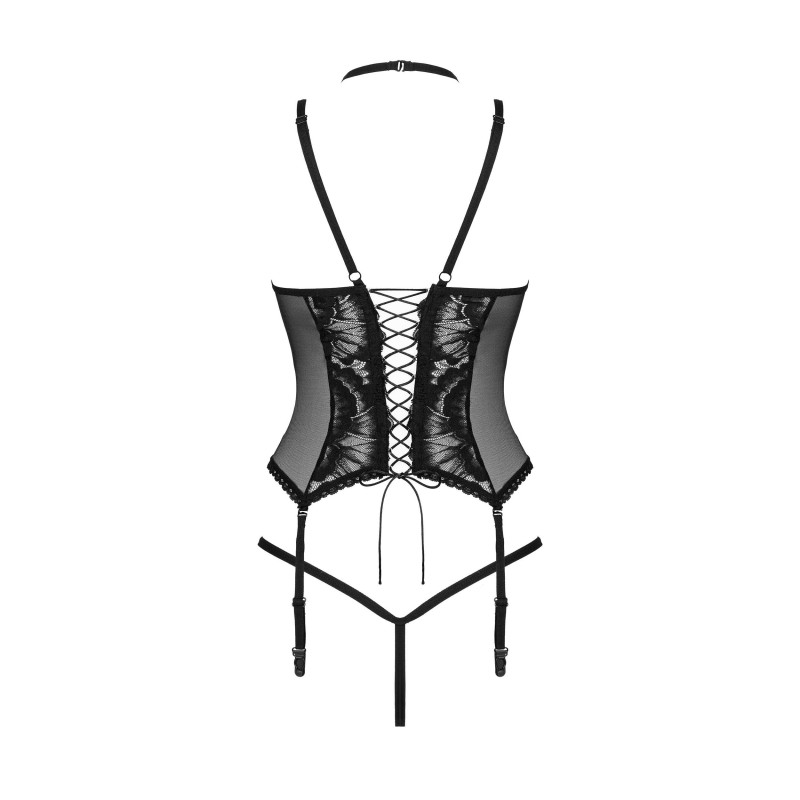 Alessya Corset & String Noir – Silhouette Féminine Sculptée