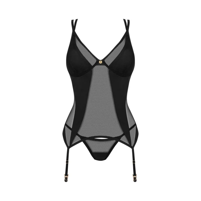Nesari corset et string - Noir Obsessive