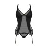 Nesari Corset & String Noir - Silhouette Sculptée | Fauxseins.fr