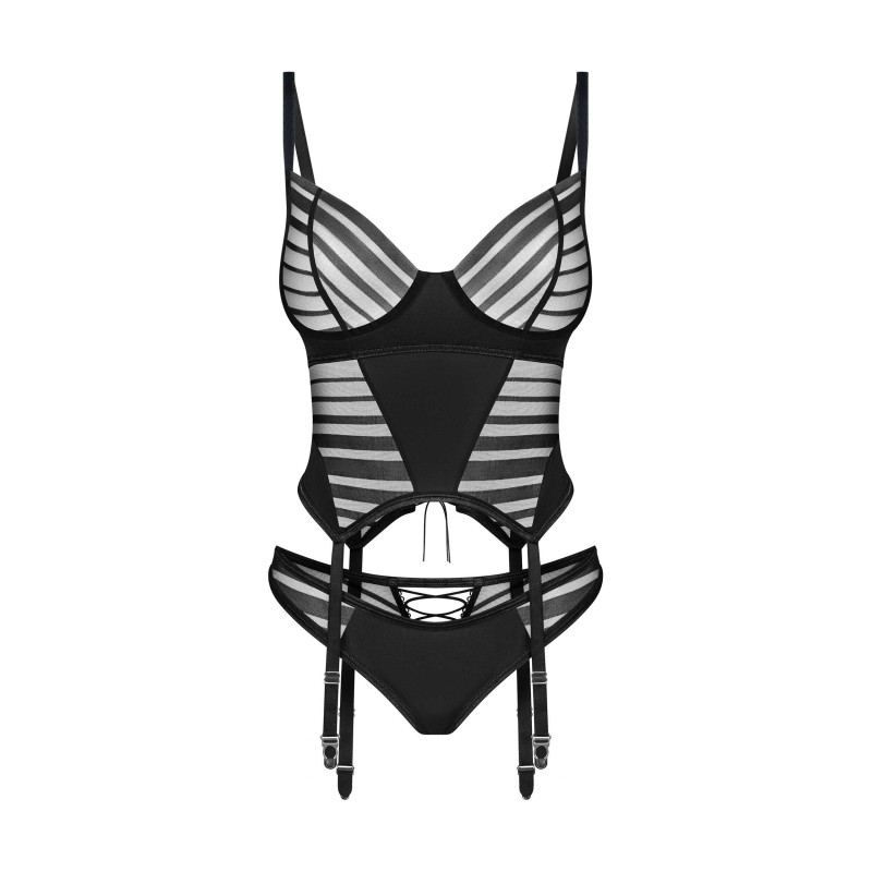 Lune Bellis Corset & String Noirs | Féminisation Élégante