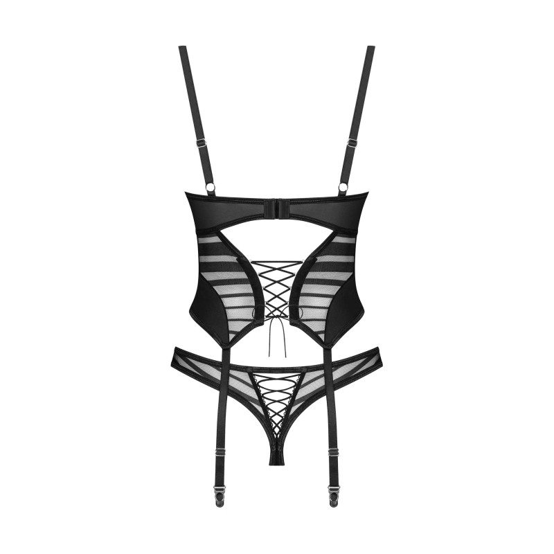 Lune Bellis Corset & String Noirs | Féminisation Élégante