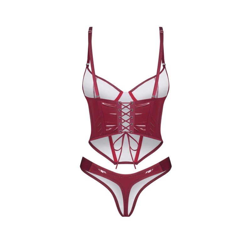 Redya Corset et String Rouge | Féminisation Fauxseins.fr