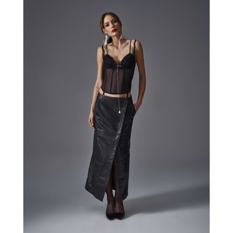 Sibilie Corset Noir - Serre-Taille Féminisant | Fauxseins.fr