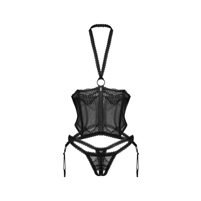 Alliane Corset et String Noirs – Silhouette Sculptée | Fauxseins.fr