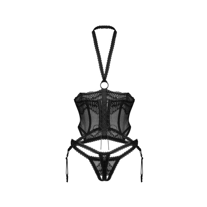 Alliane Corset et String Noirs – Silhouette Sculptée | Fauxseins.fr