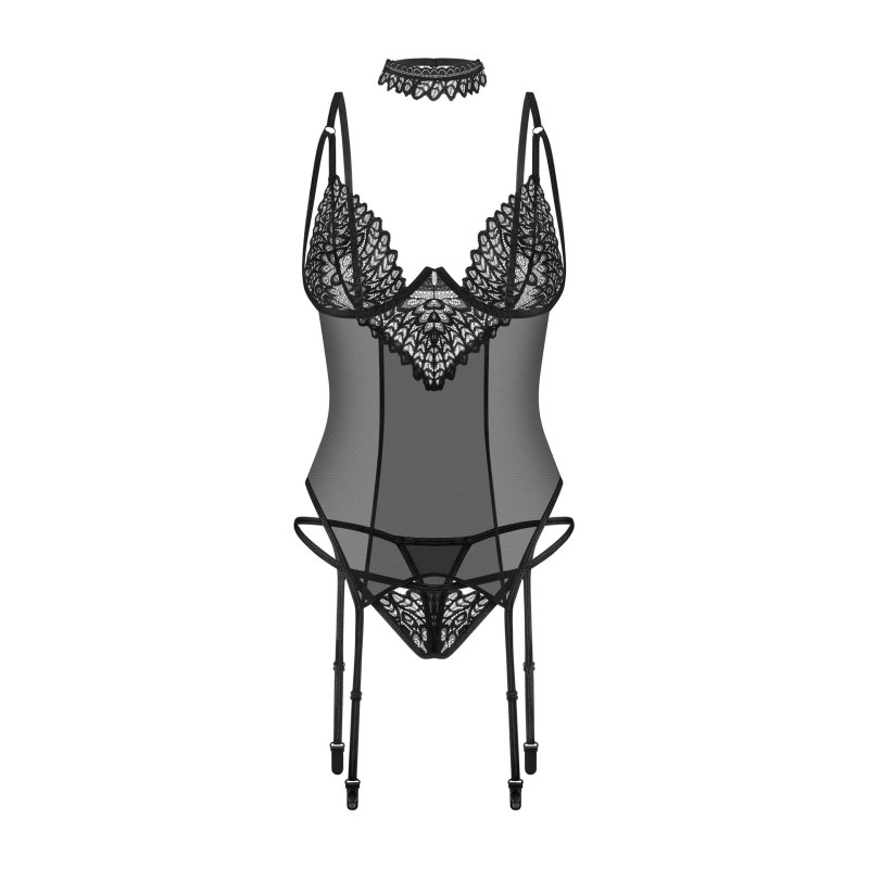 Donarella Corset & String Noir – Féminisation Élégante