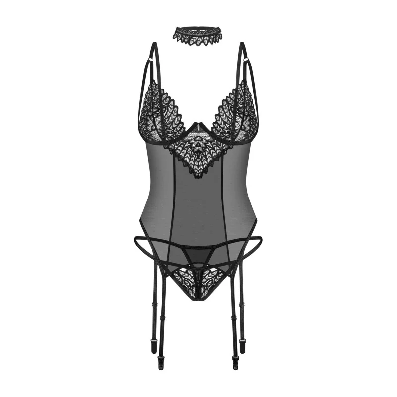 Donarella corset et string - Noir NP Obsessive