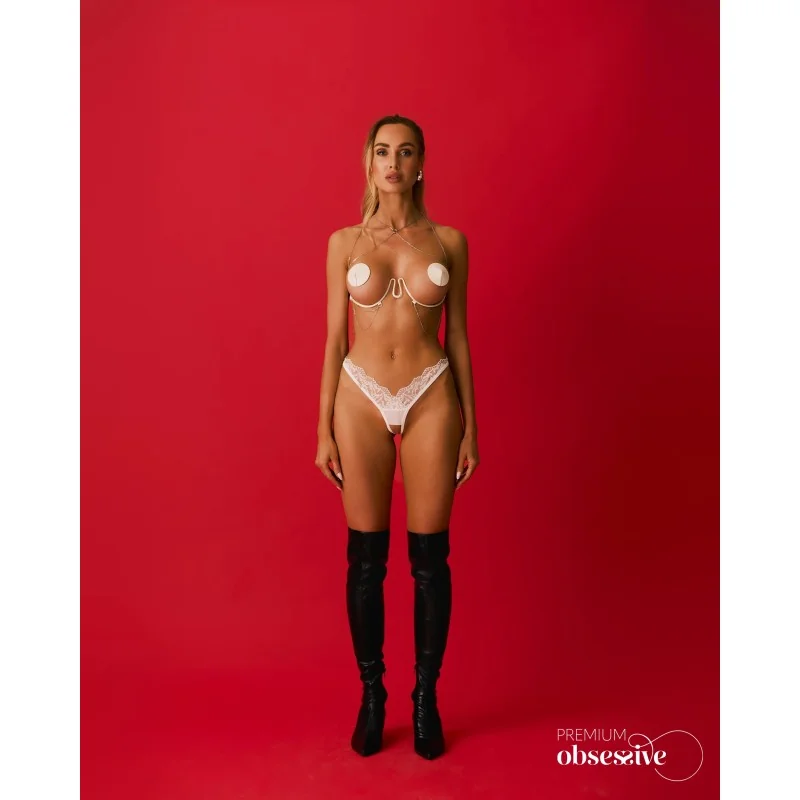 Lustique harnais soutien-gorge blanc PREMIUM Obsessive