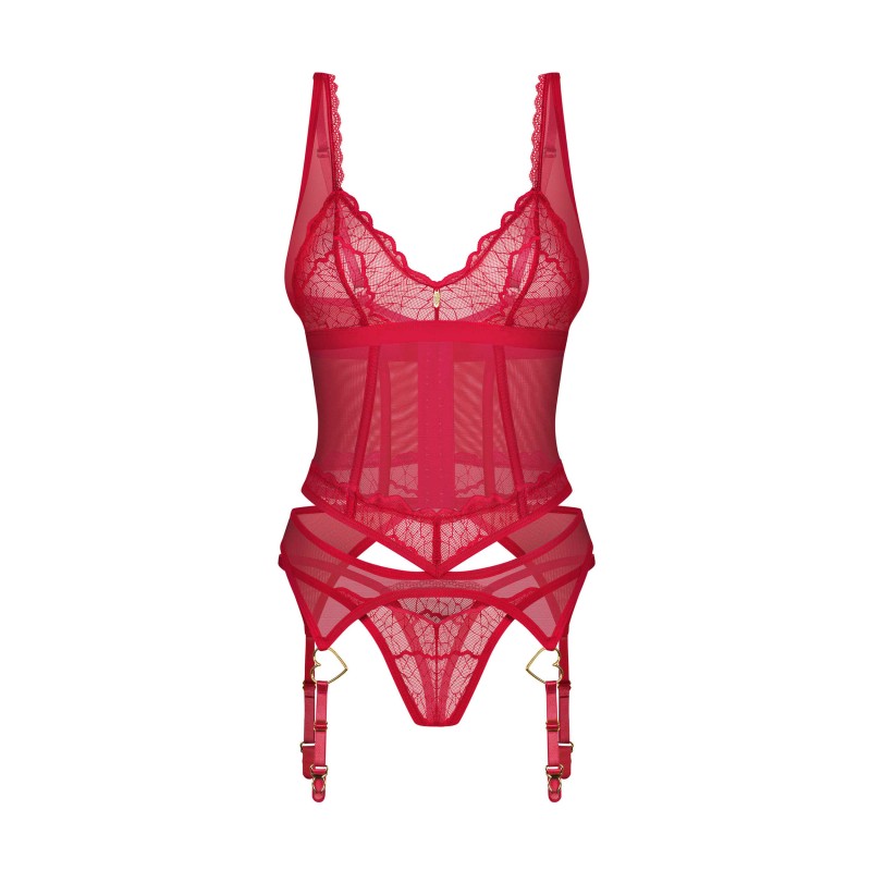 Corset et String Rouge Cupide Désir | Fauxseins.fr