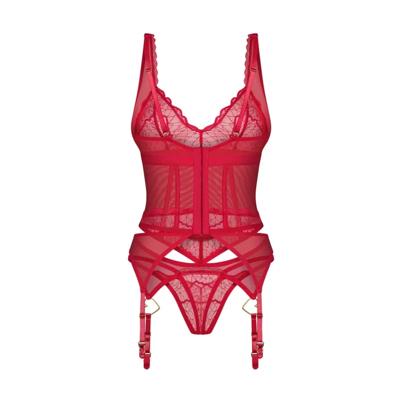 Cupide Desir corset et string - Rouge Obsessive