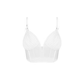 Aurorium Top Blanc – Corset Féminisant Élégant | Fauxseins.fr