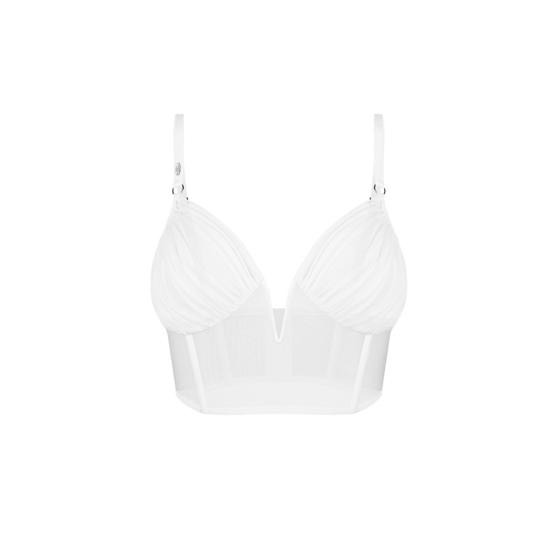 Aurorium Top Blanc – Corset Féminisant Élégant | Fauxseins.fr