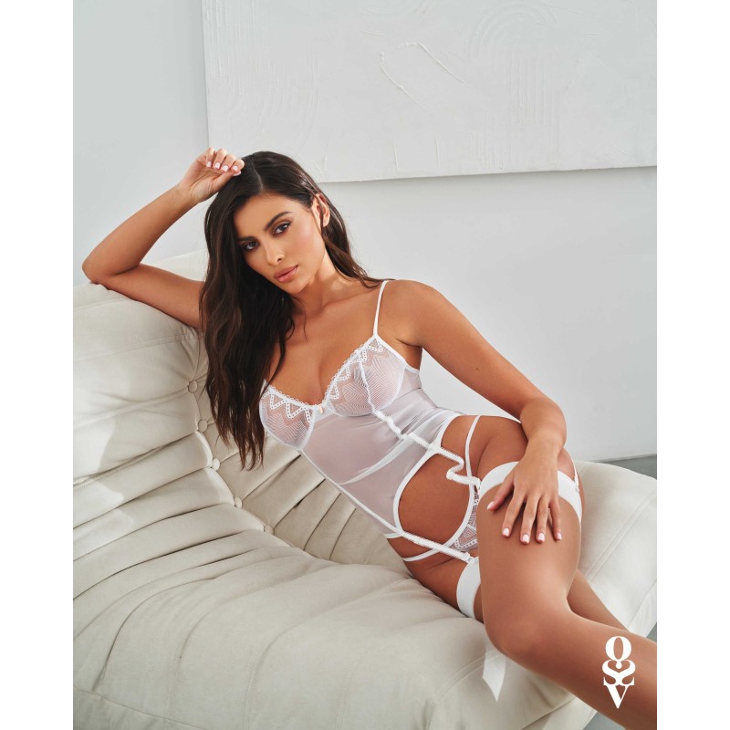 Alissium Corset et String Blancs | Lingerie Féminisation