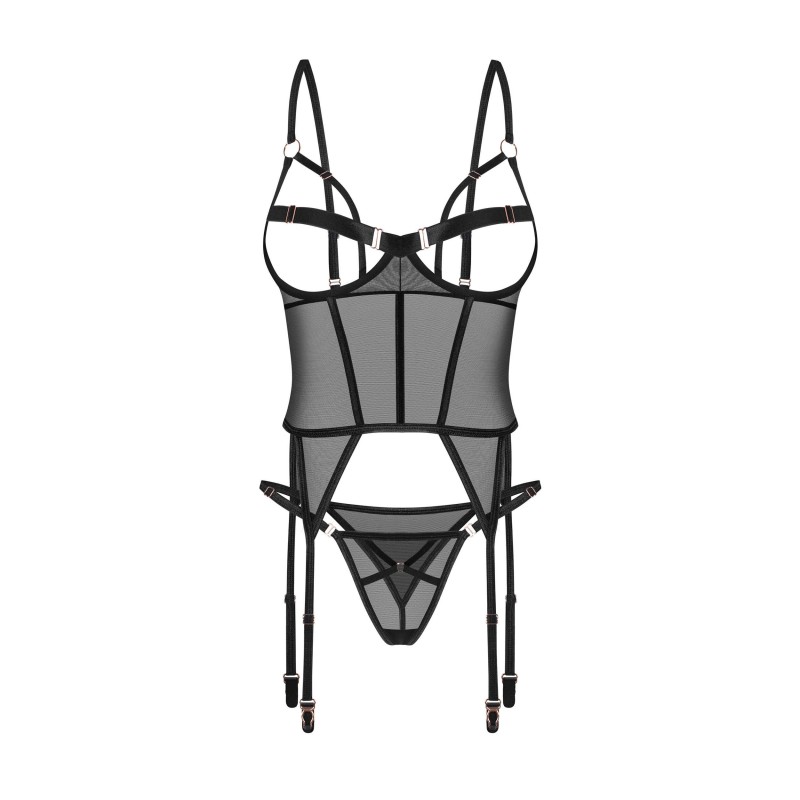 Euridia Corset & String Noirs – Féminisation Élégante