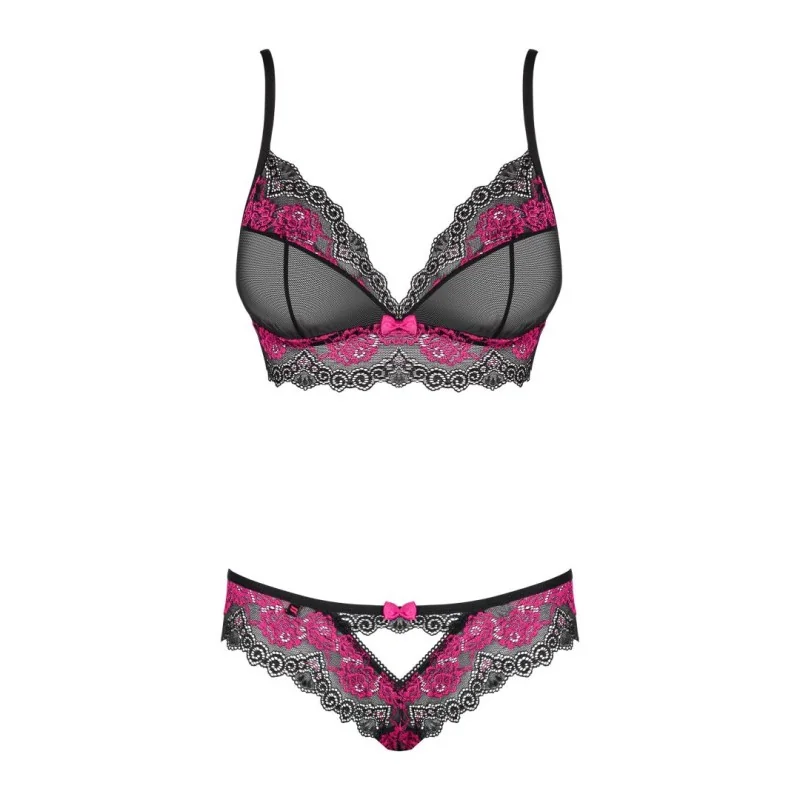 Tulia Ensemble Lingerie 2 pcs Noir et Fuchsia | Fauxseins.fr