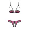 Tulia Ensemble ouvert 2 pcs - Noir et Fuchsia Obsessive