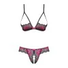 Tulia Ensemble Lingerie Ouvert 2 pcs Noir & Fuchsia | Fauxseins.fr