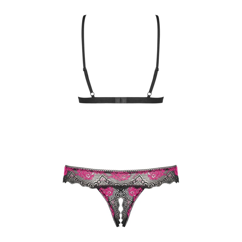 Tulia Ensemble ouvert 2 pcs - Noir et Fuchsia Obsessive