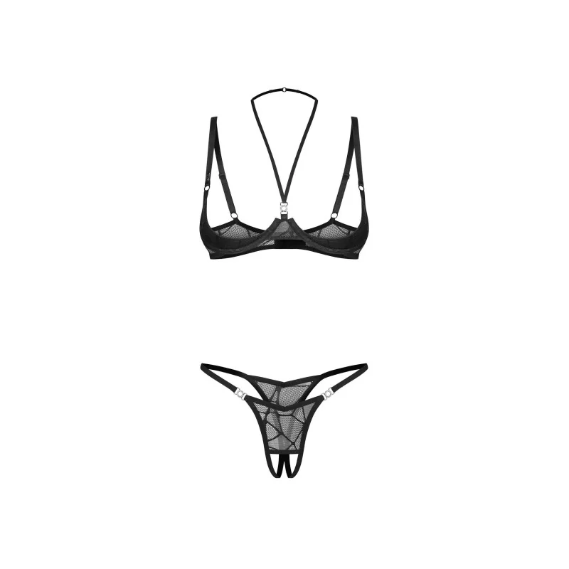 Olianna Ensemble Lingerie Ouvert 2 Pièces Noir | Fauxseins.fr