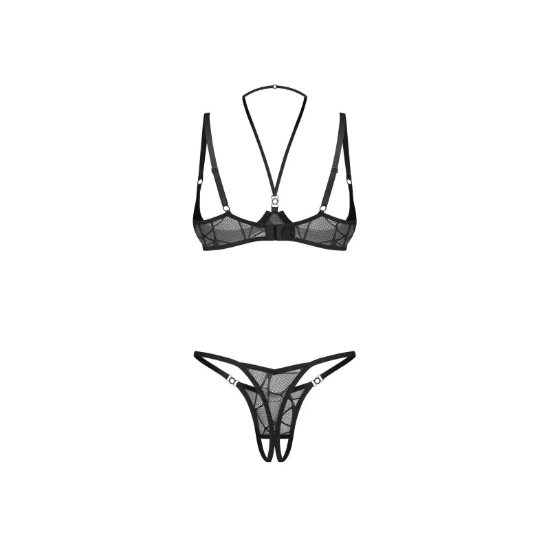 Olianna Ensemble Lingerie Ouvert 2 Pièces Noir | Fauxseins.fr