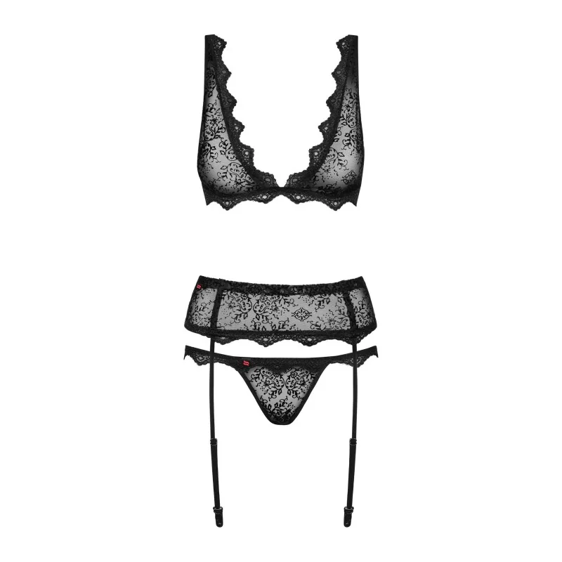 Emperita Ensemble Lingerie 3 pcs Noir | Fauxseins.fr